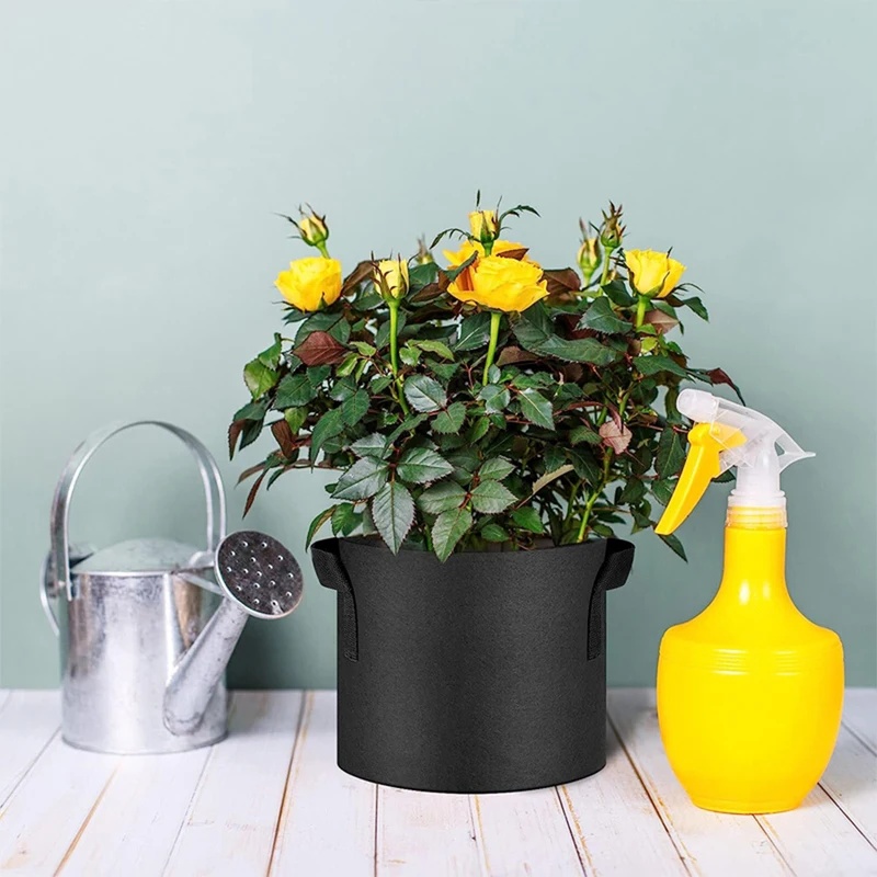 Plant Nursery Grow Bags Fabric 5 Gallon - 5‑Pack Aeration Fabric Grow Bags Plant