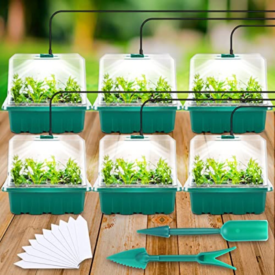 Seed Starter Tray Kit With Grow Light - Seed Starter Tray with Light, 6PCS