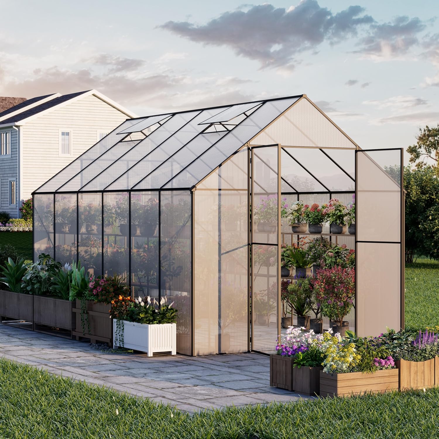 Walk-in Greenhouse Polycarbona - огляд і ціна Polycarbonate Greenhouse Aluminum Frame