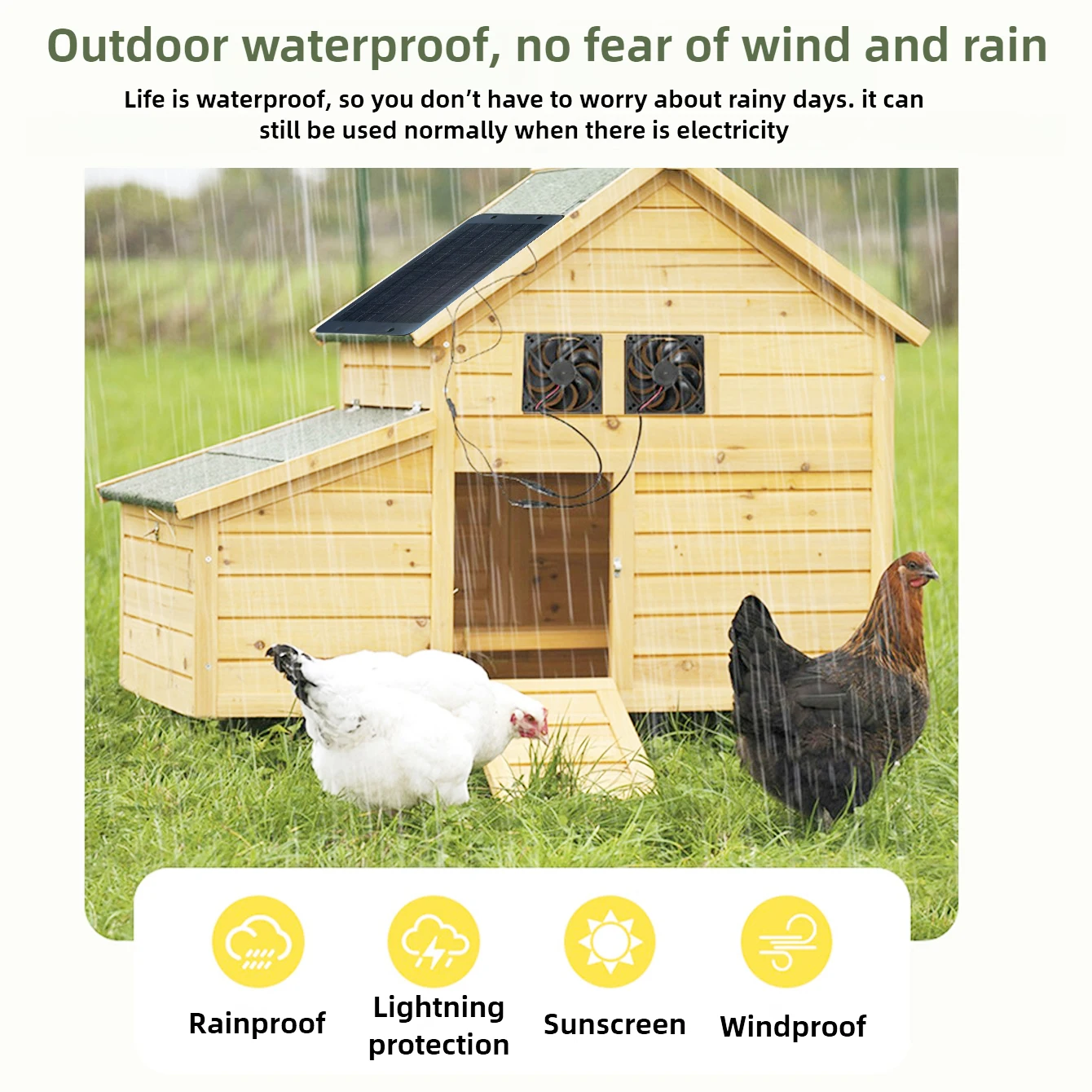 10W Waterproof Solar Powered D - огляд і ціна Greenhouse Circulation Fan Waterproof