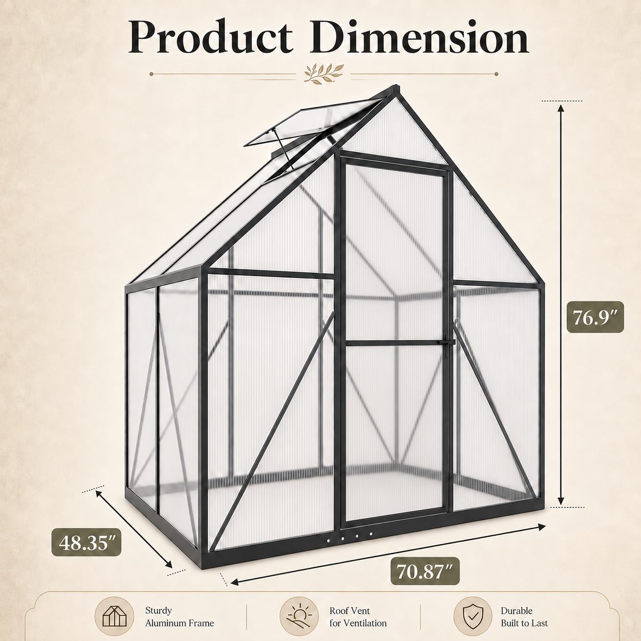 6x4 FT Small Polycarbonate Gre - огляд і ціна Polycarbonate Greenhouse Aluminum Frame