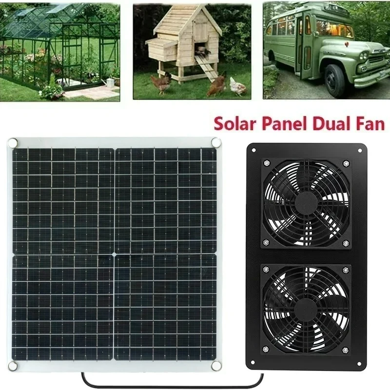 NEW Solar Panel Dual Exhaust F - огляд і ціна Greenhouse Circulation Fan Waterproof