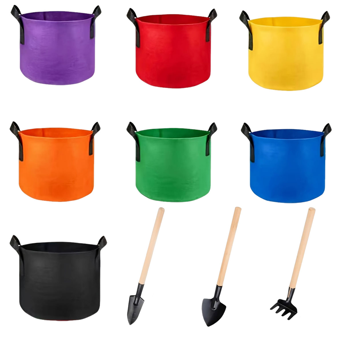 6pcs/set 5-Gallon Random Color - огляд і ціна Plant Nursery Grow Bags Fabric 5 Gallon