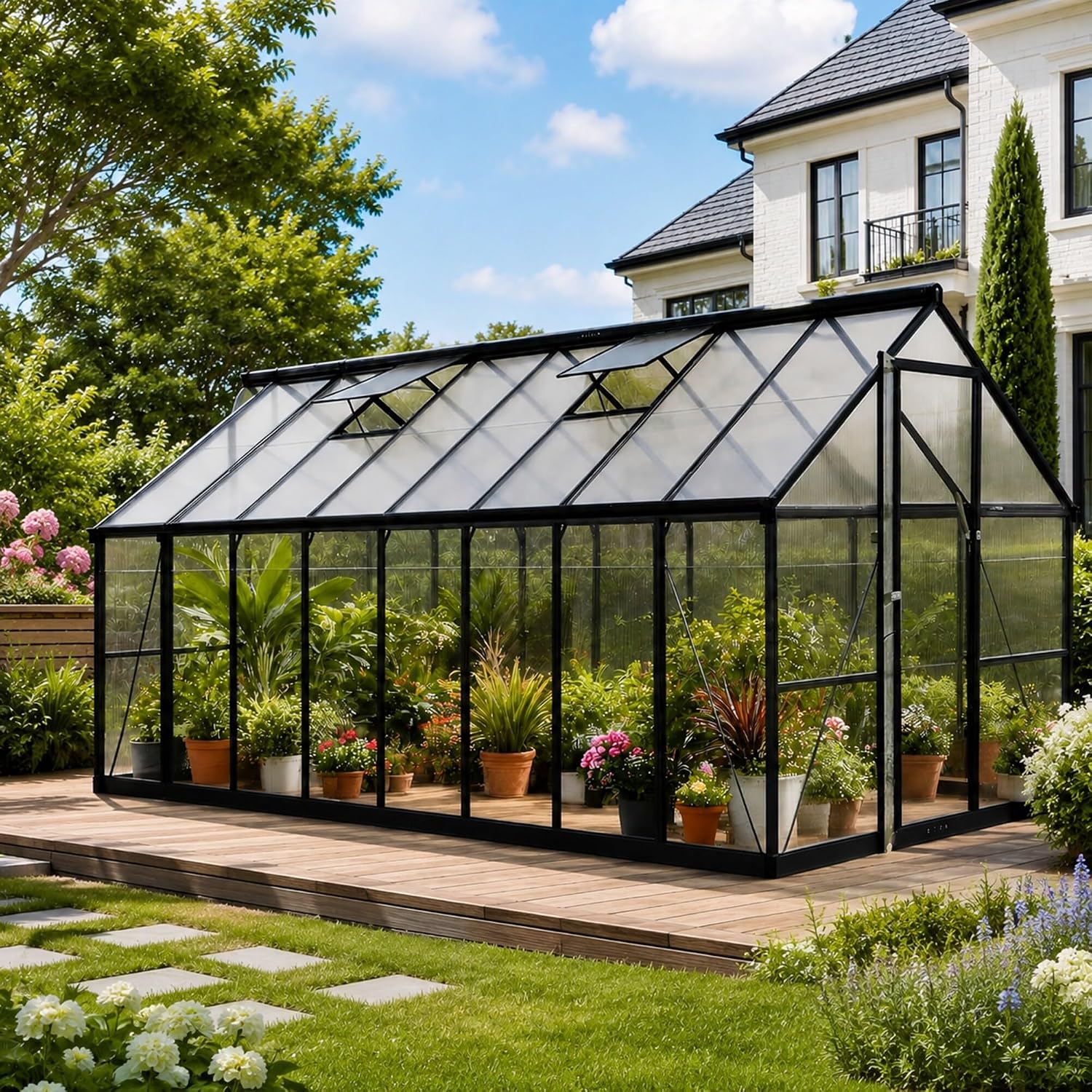 8x16 FT Polycarbonate Greenhou - огляд і ціна Polycarbonate Greenhouse Aluminum Frame