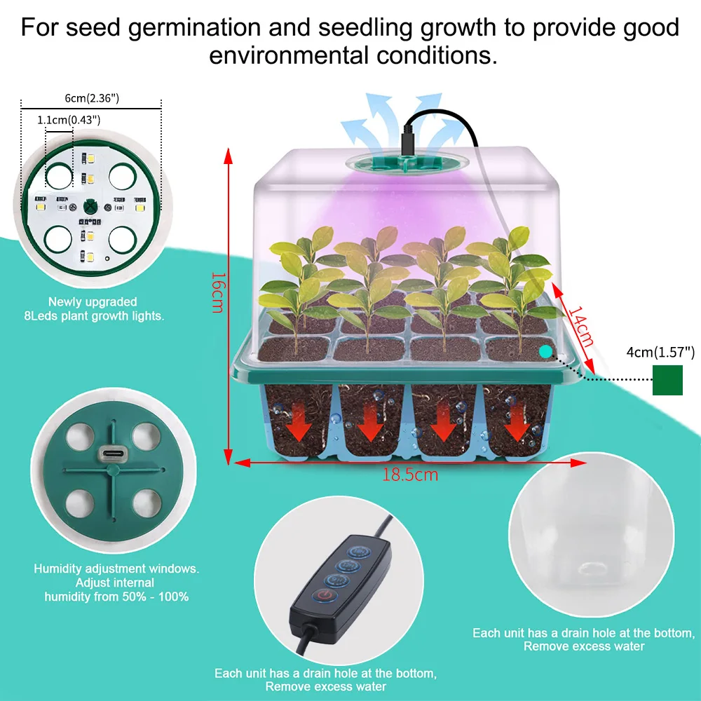 Plant Flower Seed Starter Tray - огляд і ціна Seed Starter Tray Kit With Grow Light