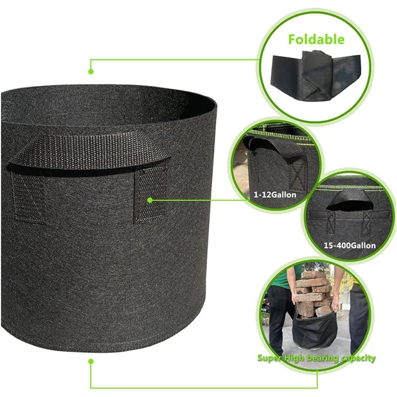 5‑Pack Aeration Fabric Grow Ba - огляд і ціна Plant Nursery Grow Bags Fabric 5 Gallon