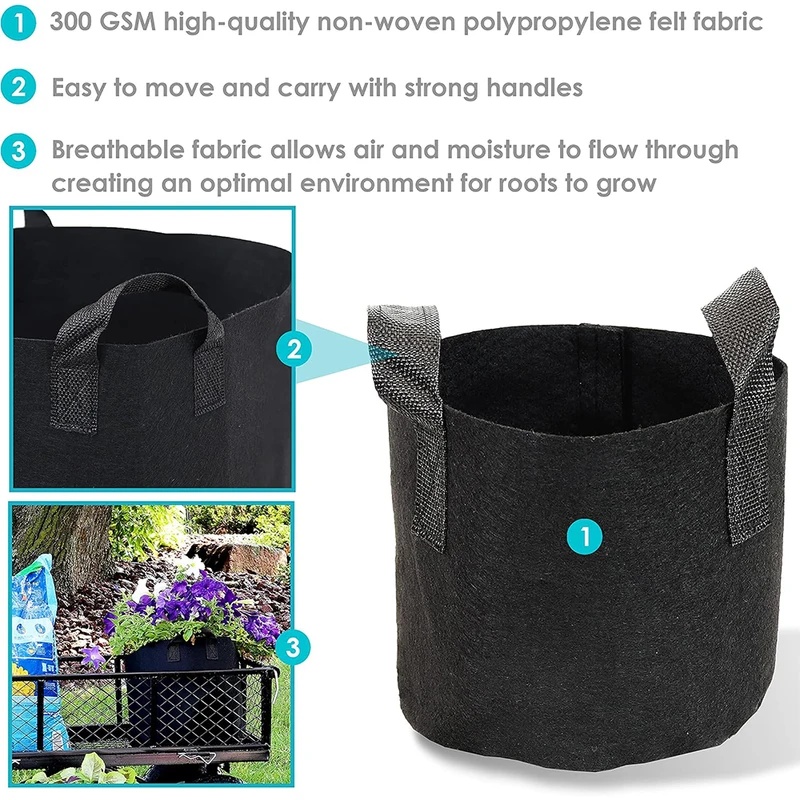 5‑Pack Aeration Fabric Grow Ba - огляд і ціна Plant Nursery Grow Bags Fabric 5 Gallon