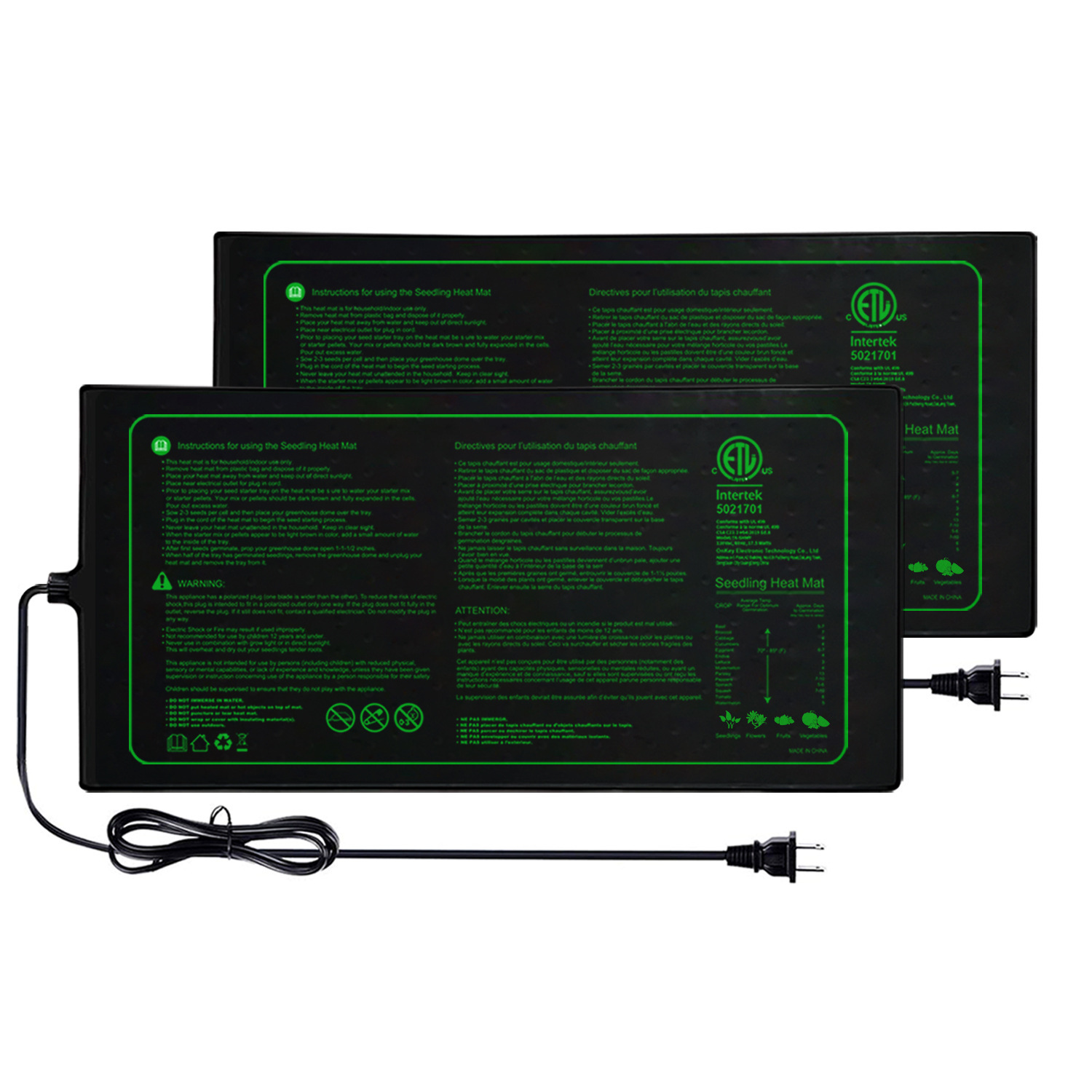 Two-pack 20x10Inch Seedling He - огляд і ціна Plant Seedling Heat Mat Waterproof