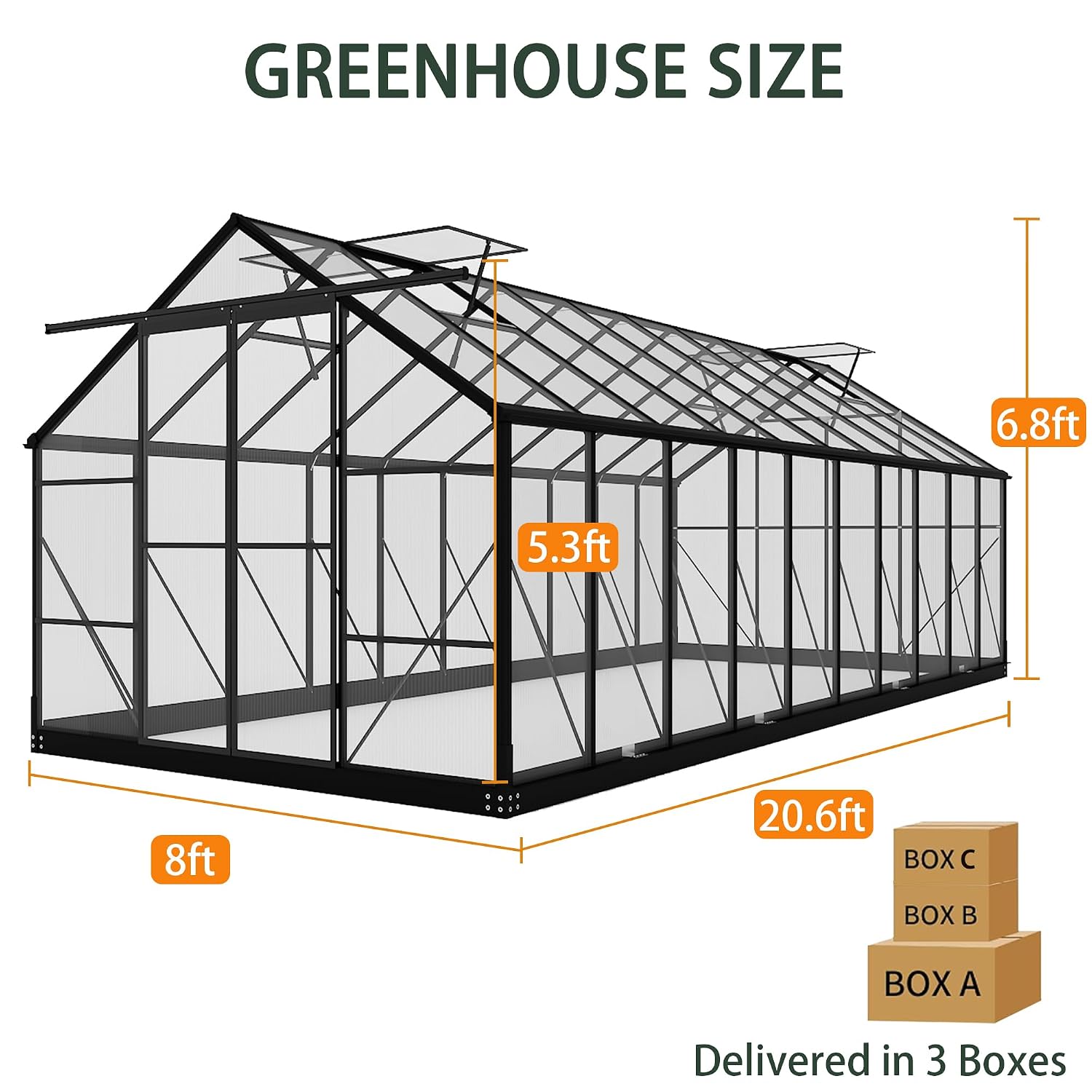 Polycarbonate Greenhouses, 8x1 - огляд і ціна Polycarbonate Greenhouse Aluminum Frame