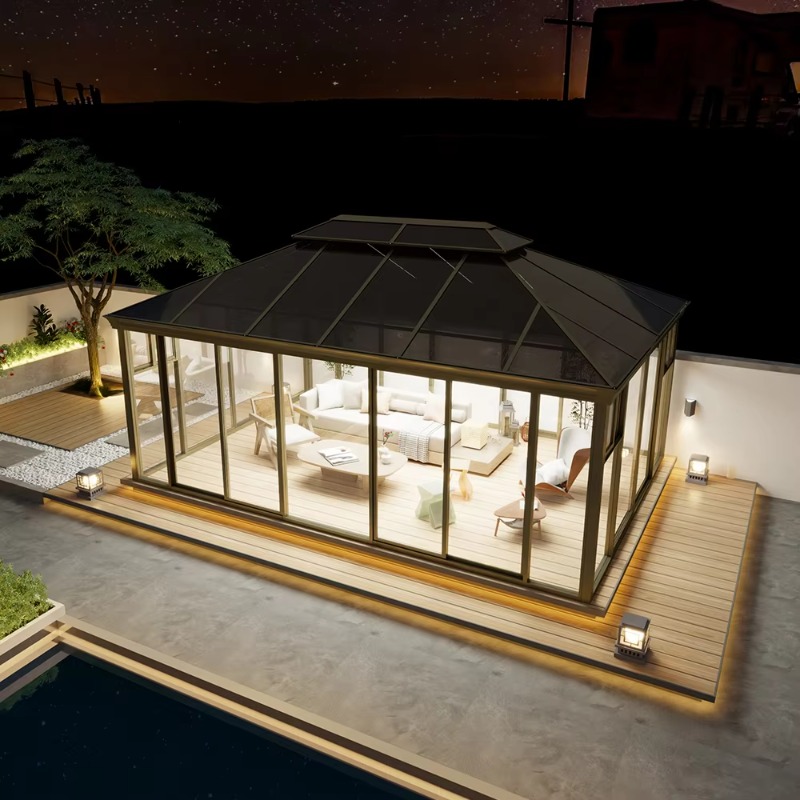 400*600CM Polycarbonate Sunroo - огляд і ціна Polycarbonate Greenhouse Aluminum Frame