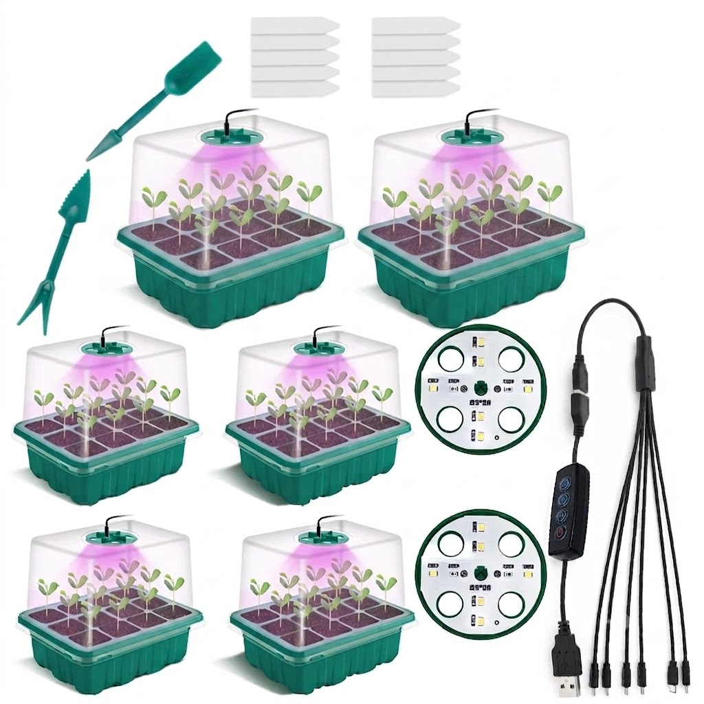 Full Spectrum LED Grow Light N - огляд і ціна Seed Starter Tray Kit With Grow Light