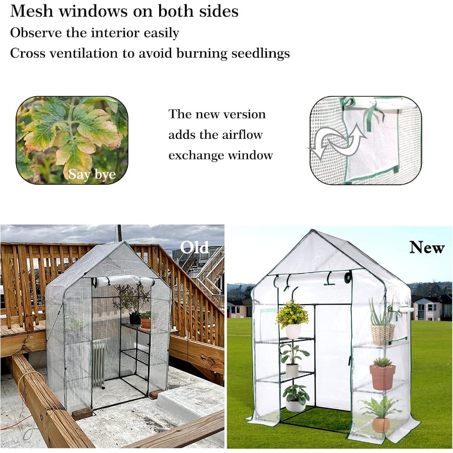 56x30x76 Mini Walk-in Greenhou - огляд і ціна Mini Walk In Greenhouse 3 Tier Shelves