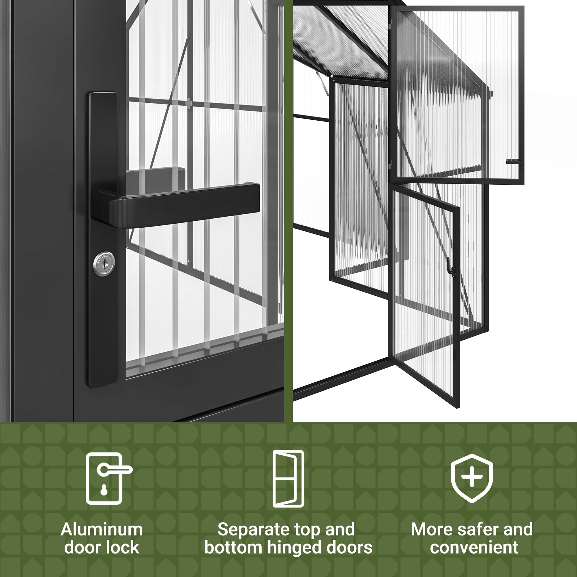 VIWAT T-Shape 12x12FT Polycarb - огляд і ціна Polycarbonate Greenhouse Aluminum Frame