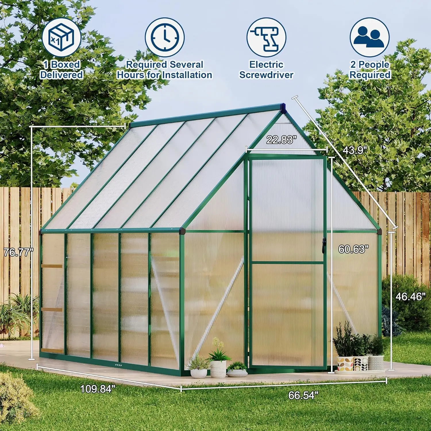 6x9 ft Polycarbonate Greenhous - огляд і ціна Polycarbonate Greenhouse Aluminum Frame