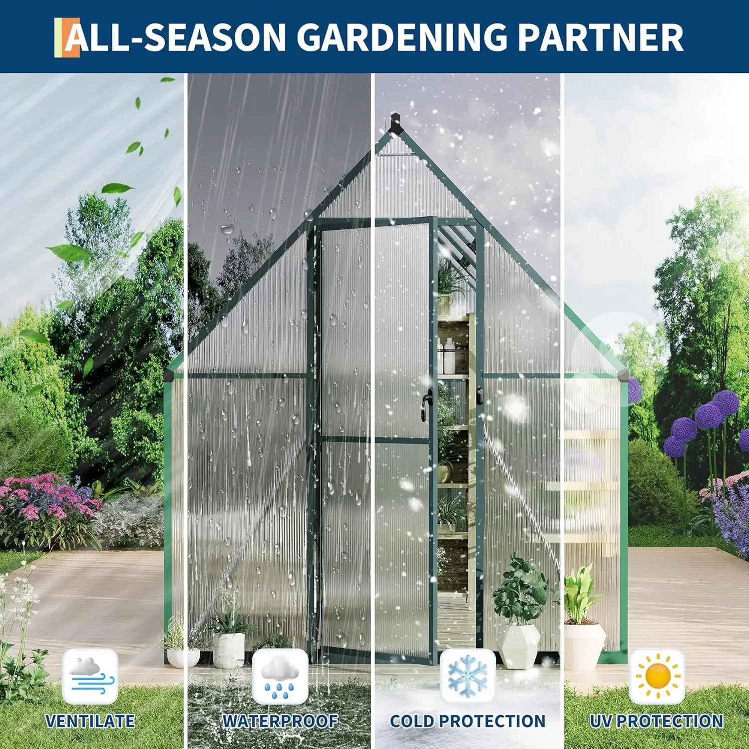 6x9 ft Polycarbonate Greenhous - огляд і ціна Polycarbonate Greenhouse Aluminum Frame