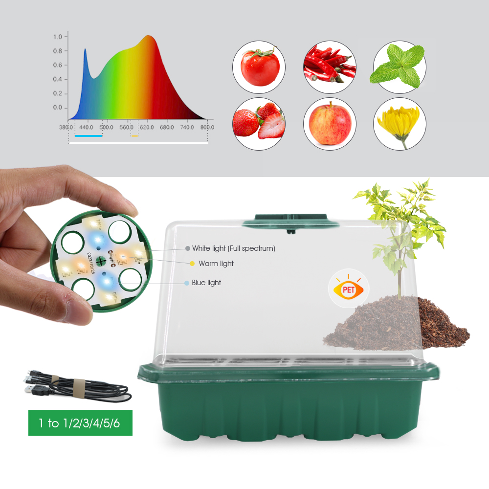 LED Nursery Pots with Grow Lig - огляд і ціна Seed Starter Tray Kit With Grow Light