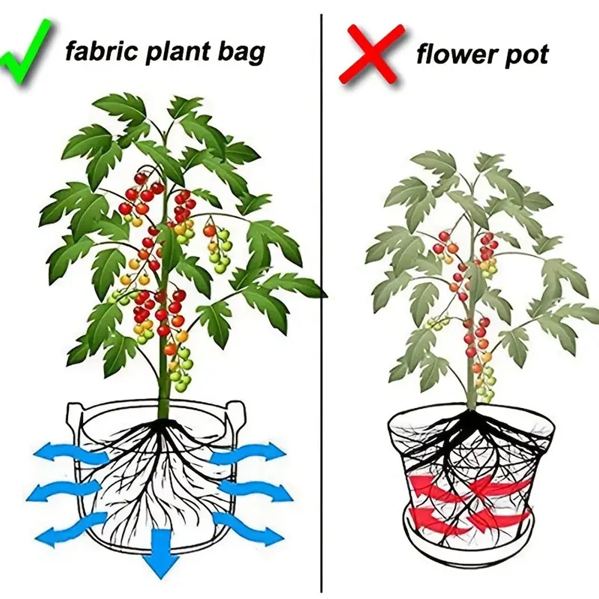 5PCS Felt Grow Bags 5/10/15 Ga - огляд і ціна Plant Nursery Grow Bags Fabric 5 Gallon