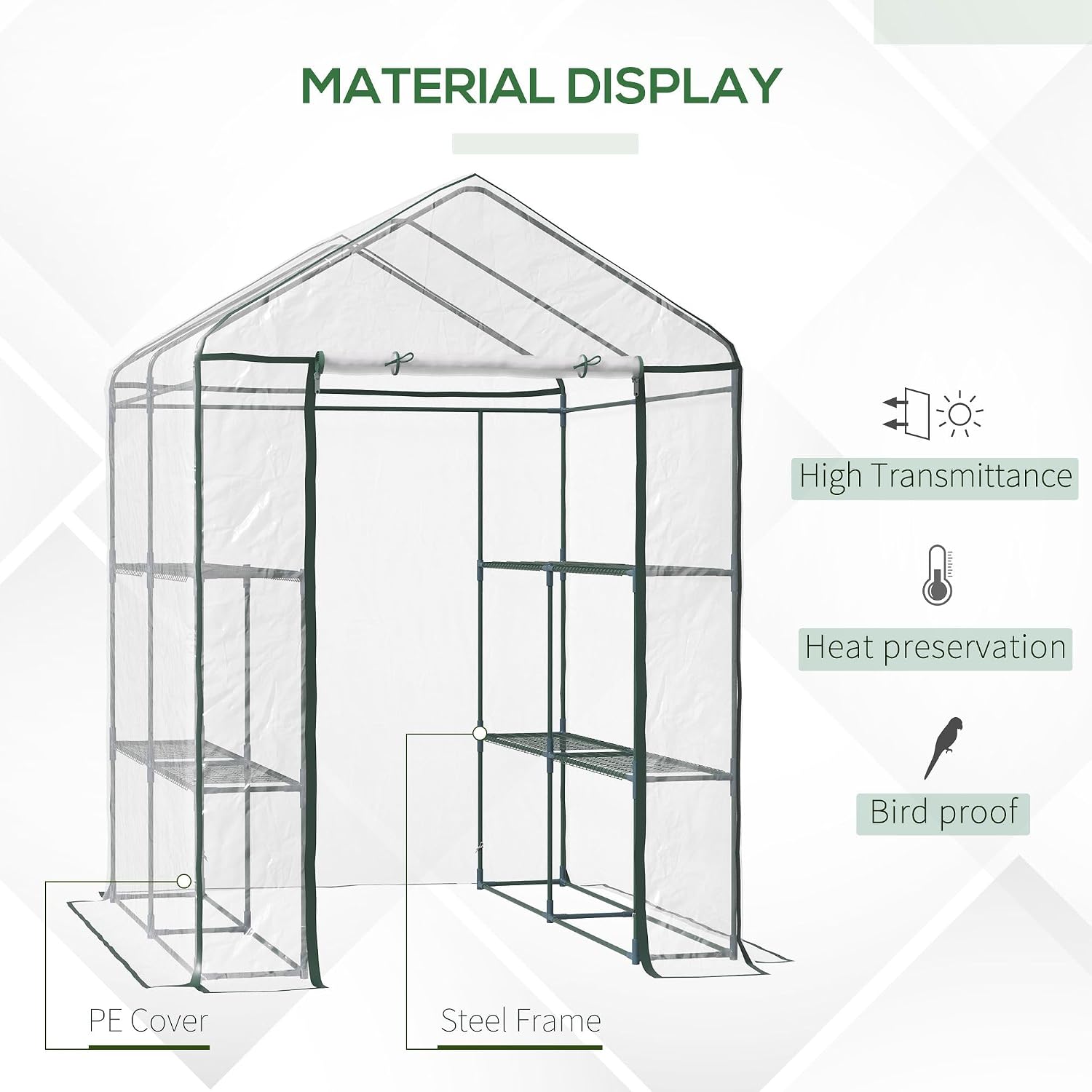 Clear Mini Walk-in Greenhouse  - огляд і ціна Mini Walk In Greenhouse 3 Tier Shelves