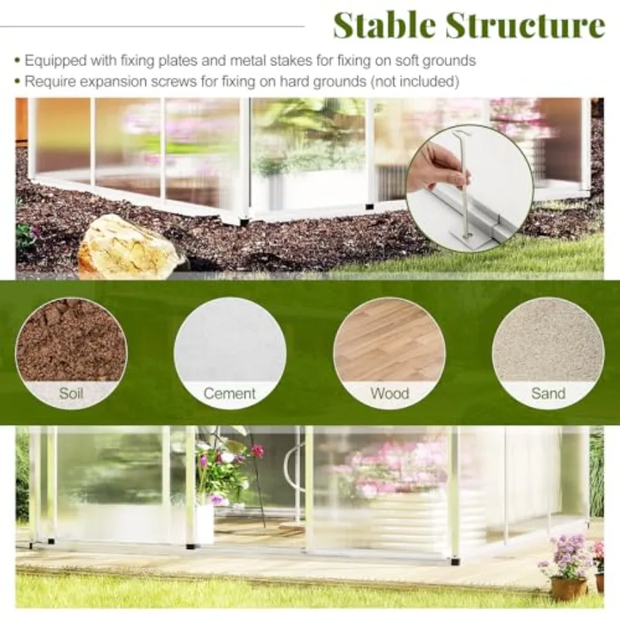 Greenhouse for outdoor garden, - огляд і ціна Polycarbonate Greenhouse Aluminum Frame