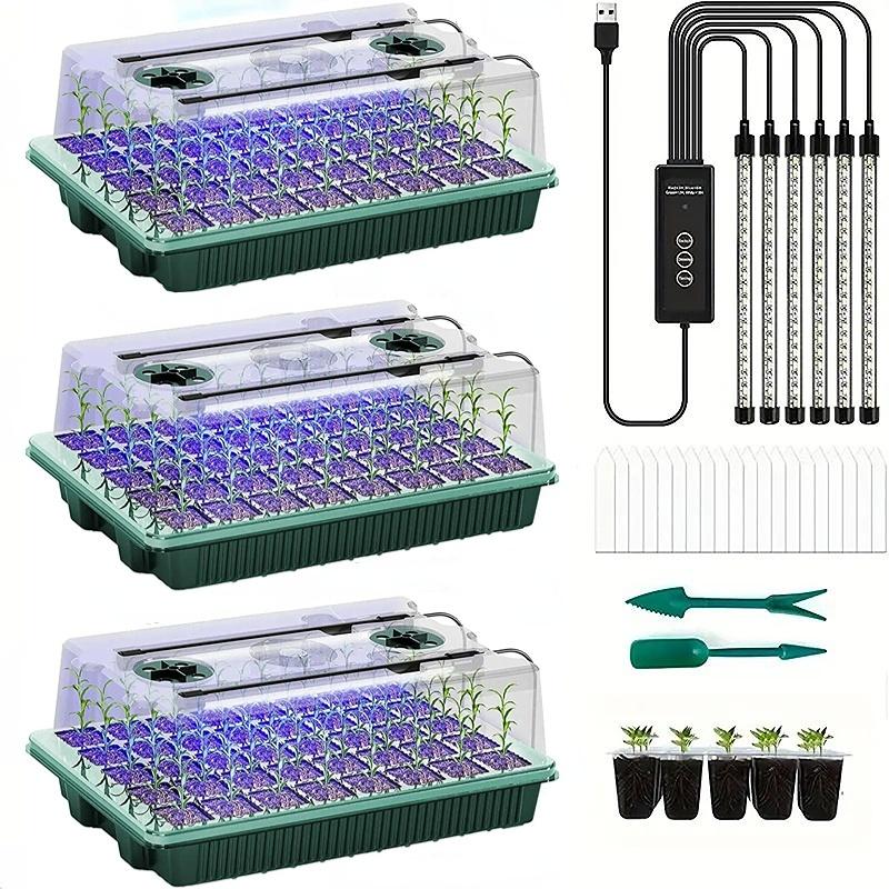 3Pack 120 Cells Seed Starter T - огляд і ціна Seed Starter Tray Kit With Grow Light