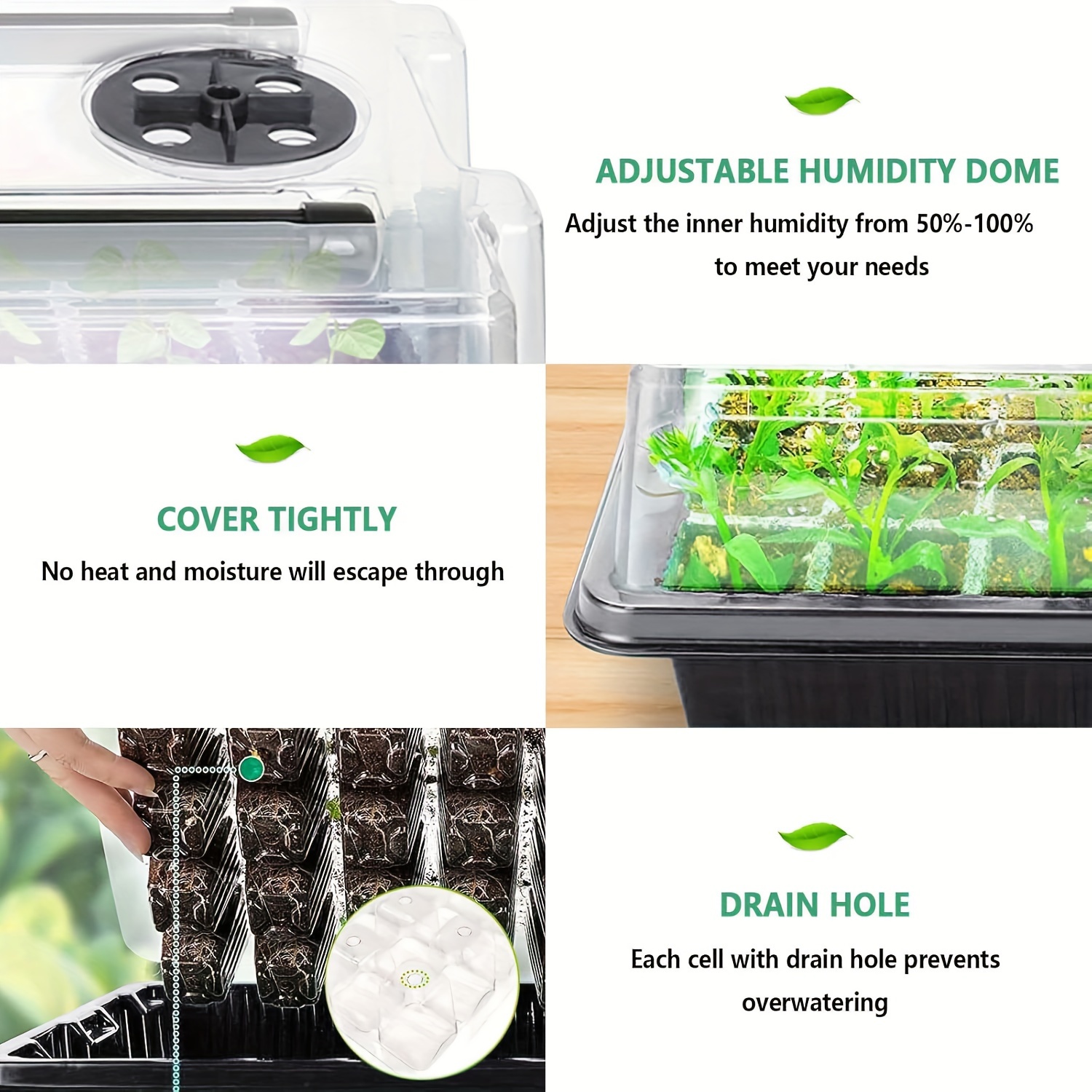 3Pack 120 Cells Seed Starter T - огляд і ціна Seed Starter Tray Kit With Grow Light