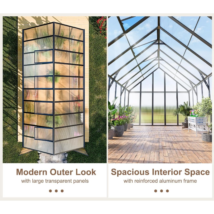 20x10x10 Feet Large Greenhouse - огляд і ціна Polycarbonate Greenhouse Aluminum Frame