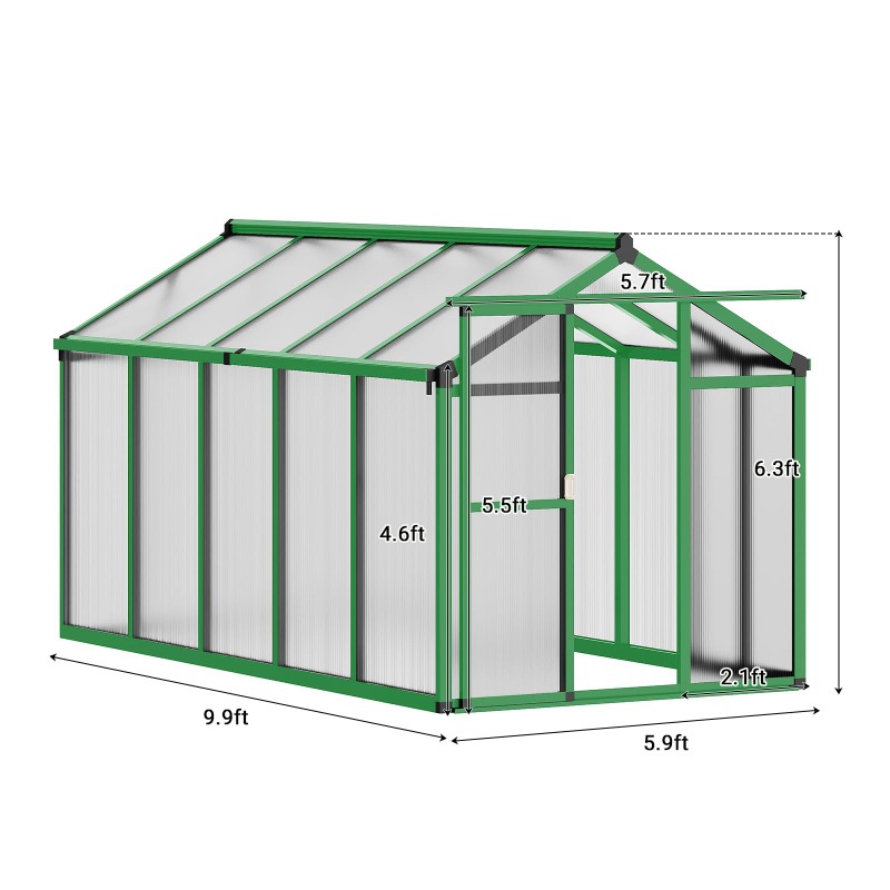 All-Season Walk-in Polycarbona - огляд і ціна Polycarbonate Greenhouse Aluminum Frame
