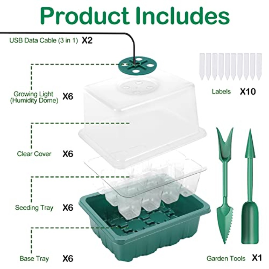 Seed Starter Tray with Light,  - огляд і ціна Seed Starter Tray Kit With Grow Light